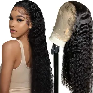 Adjustable Bands 13X6 Deep Wave Wigs Good Hair Virgin Brazilian Wigs Hair 180% Density Frontal Lace Wig Glueless Pre Plucked