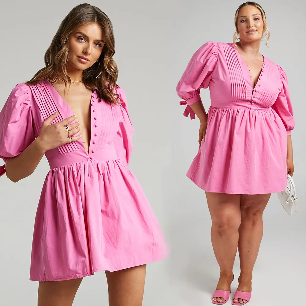100% कपास गाँठ विस्तार के साथ एक कंधे ruched गुलाबी मिडी पोशाक प्लस आकार महिला आरामदायक पोशाक
