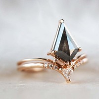 Ensemble de bagues en argent sterling 925 avec sel et poivre et diamant CZ