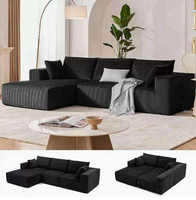 Modernes Minimalistisches Hochdichtes 30D Schwamm Vakuumkomprimiertes Dreisitzer Quadratisches Modulares Sofa mit Cordbezug für Wohnzimmer