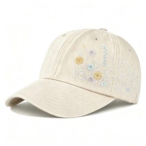 Casquette de baseball vintage délavée avec broderie personnalisée de fleurs, casquette de papa, faible MOQ, vente en gros usine Vietnam, pour femmes, extérieur - Product Image 3