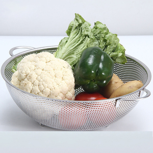 Ensemble de 6 pièces en acier inoxydable 201 de haute qualité : passoire à riz, panier à légumes, égouttoir, passoire à deux anses perforée - Product Image 3