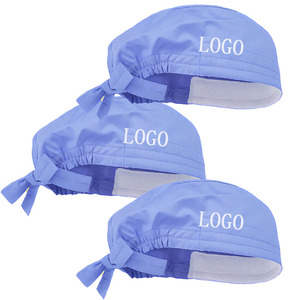 Cappello chirurgico di cotone con Logo personalizzato all'ingrosso con copricapo da infermiera a coda di cavallo foderato in raso per la dimensione del cappello medico dell'infermiera regolabile - Product Image 2