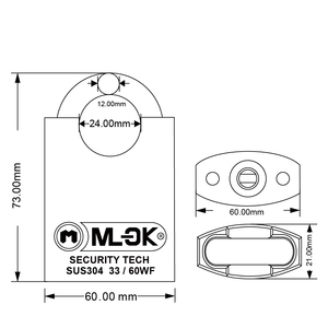 MOK 60 millimetri appeso blocco di sicurezza anti ladro top grillo con chiave allo stesso modo lucchetti chiusura - Product Image 5
