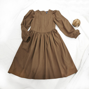 Versione Coreana Originale Ins Mori Bubble, Gonna a Maniche Lunghe in Tinta Unita Marrone Albicocca per Ragazze, Nuovi Completi Coordinati per Famiglia Primavera - Product Image 6