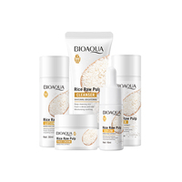 BIOAOUA Kit de Soins Éclaircissants Vegan au Riz, AHA & Vitamine C – Crème Visage à l'Acide Tranexamique pour Éclaircir la Peau et Soin des Pores – Format Voyage