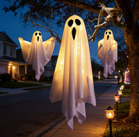 Fantômes suspendus d'Halloween à LED, fantômes volants, 3 modes, alimentés par piles, pour décoration extérieure et intérieure, arbre, cour, véranda, chambre