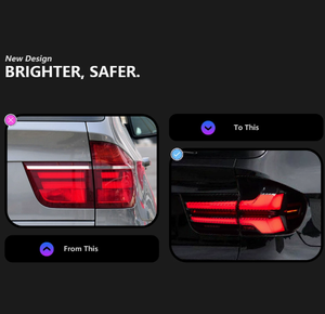 ไฟท้าย LED สีแดงใสคุณภาพสูงรุ่นใหม่ X5 E70 ปี 2007-2013 แบบ LCI ความสว่าง 6000K 6000 ลูเมนส์ พร้อมไฟเลี้ยวแบบ Sequential สำหรับติดตั้งเพิ่มเติม - Product Image 5