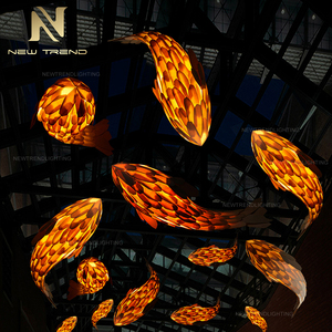 Thiết kế độc đáo tùy chỉnh trang trí trong nhà cá chiếu sáng bằng gỗ Dự Án Lớn sảnh khách sạn cầu thang dẫn đèn chùm - Product Image 5