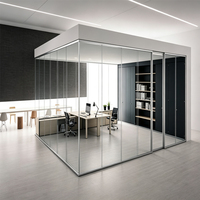 Cloison de bureau panoramique en verre double vitrage insonorisée en acier et aluminium de 108 mm – Système d'aménagement intérieur moderne