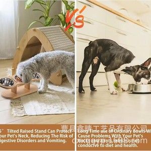 Comedero de bambú y madera para gatos de varias filas, soporte creativo y sencillo de madera maciza para alimentación de mascotas, comedero de madera para perros de interior - Product Image 4