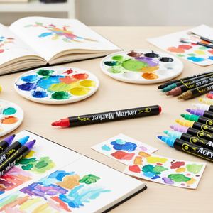 Permanent Water Based Ink 12 24 30 36 40 48 60 80 120 168 Dual Tip Acrylic Art <b>Paint</b> Marker Pens - Product Image 5