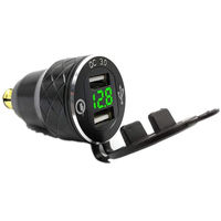 Adaptateur en aluminium DIN Hella USB Plug à double chargeur USB avec voltmètre LED étanche pour motos BMW Ducati 12V/24V