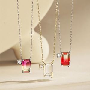 Dylam Rhodium 18K Gold Sterling <b>Silver</b> Infinite Elements Cubic Zirconia Crystal <b>Initial</b> I Alphabet Gradient Pendant <b>Necklace</b> - Product Image 6