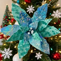 Hochdichte Seiden-Weihnachtsblumen mit Goldglitter für Festliche Atmosphäre