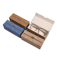 Étui de voyage rigide double couche 2-en-1 pour lunettes de taille moyenne, boîte de rangement rectangulaire à 2 niveaux pour lunettes