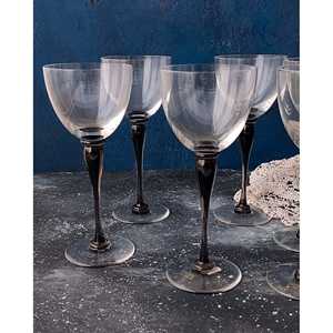 Verres à cocktail et à vin Campidelli faits à la main, design classique, ensemble de six pièces, en cristal Saint Louis, avec base fumée, pour desserts et vins - Product Image 4