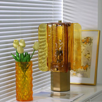 Lampe de table en verre ambré, style Art déco moderne, lumière de bureau E27 à intensité variable, chambre à coucher, salon