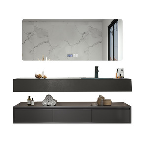 ชุดโต๊ะเครื่องแป้งในห้องน้ำสำหรับโรงแรมและอพาร์ทเมนต์ทันสมัยพร้อมกระจกติดผนังปรับแต่งได้หินอ่อนสำหรับห้องน้ำวิลล่า - Product Image 5