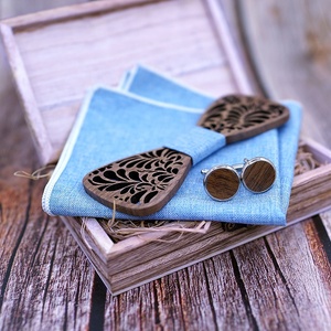 Novità da <span class=keywords><strong>uomo</strong></span> con <span class=keywords><strong>papillon</strong></span> in legno intagliato con tascabile e Set di scatole regalo quadrate - Product Image 5