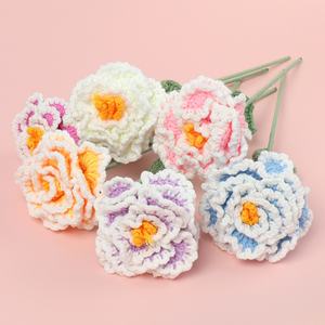 Ramoscelli di fiori di peonia di cambiamento graduale in lana stile cinese-Chic rifiniti gli arredi della camera da letto di casa inviano agli anziani di famiglia Bouquet - Product Image 1
