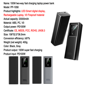 Station de recharge portable sur mesure pour usine, 20000mAh, charge rapide 100W, affichage LED, batteries externes pour ordinateurs portables <span class=keywords><strong>10000mAh</strong></span> - Product Image 3