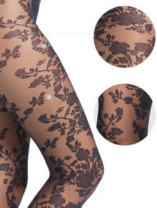 Collants en maille à motif floral <span class=keywords><strong>LABELLA</strong></span>, transparents et respirants pour femmes, avec une large ceinture confortable pour un confort tout au long de la journée - Product Image 3