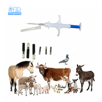 Microchip RFID Inyectable de 2.12 x 12 mm de Biovidrio para Identificación Animal, Microchip para Ovejas, Ganado y Caballos