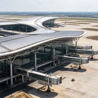 Cubierta de Acero Suspendida, Diseño Ligero, Pasillo de Llegada y Salida de Aeropuerto, Estructuras de Acero de Forma Especial