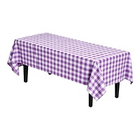 Nappe en plastique jetable rectangulaire imperméable à carreaux violets et blancs, style moderne, pour fête à thème Mardi Gras, vente en gros
