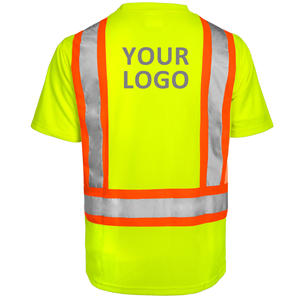 Kaos Kerja Pria Dua Warna Reflektif Kustom, Bahan Polyester Bernapas, Konstruksi Hi Vis, Lengan Pendek, Kaos Keselamatan dengan Logo - Product Image 3