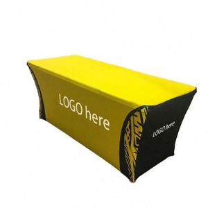 Housse de table personnalisée en polyester extensible pour publicité, 6ft/8ft, rectangulaire, pour salon professionnel, événement, logo, anti-plis - Product Image 1
