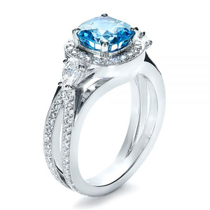 Anello Statement Blu Mare da Donna, Lusso, a Goccia, Geometrico, Aperto, Regolabile, in Lega, Elegante, Stile Fidanzamento, Gioiello alla Moda - Product Image 1