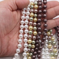Collier Lariat noué en perles d'imitation nacrées de 150 cm, perles de verre multicolores de 8 mm, classique unisexe, vente en gros