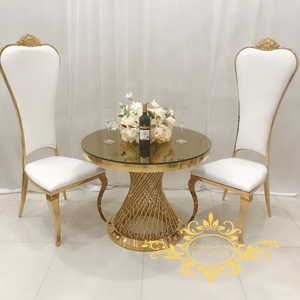 Mesa redonda de cristal con espejo dorado para pastel, expositor de tartas de boda, 90CM de diámetro - Product Image 5