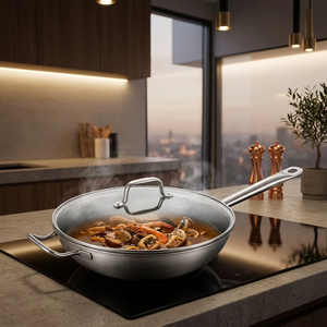<span class=keywords><strong>Wok</strong></span> Premium con Grabado Láser, Utensilios de Cocina Profesionales, Sartén de Acero Inoxidable de 3 Capas, Utensilios de Cocina OEM/ODM - Product Image 2