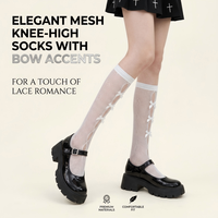 Chaussettes en résille blanches fines et respirantes pour femmes, style JK japonais, avec nœud mignon en dentelle, pour Lolita