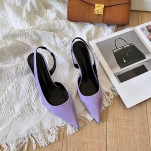 Zapatos de Tacón Alto para Mujer, Diseño Retro, Versátiles, Cómodos, de Cuero, con Punta en Pico, Suaves y Transpirables para Primavera y Otoño - Product Image 1