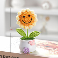 Tanaman pot dekorasi meja dasbor rajutan tangan-bunga matahari Lily Puff rajut hadiah Paskah untuk rumah kantor Hari Ibu