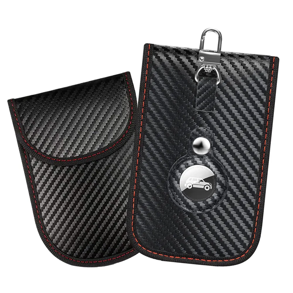 Car Security Products RFID Signal Blocking Faraday Bag with Airtag Holder Carbon Fiber Faraday Bag key Pouch Anti-theft Product