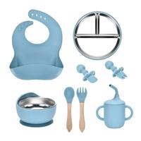 Nouvelle Tendance : Ensemble Assiette, Bol et Cuillère en Acier Inoxydable pour Tout-Petits, Écologique, Antidérapant, à Motifs de Dessins Animés, Compatible Lave-Vaisselle et Non Toxique