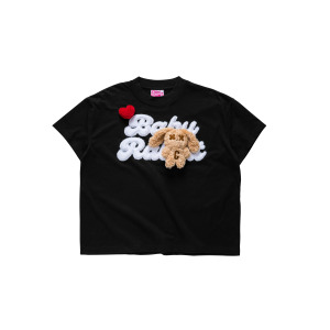 Camiseta JOLIE RABBIT 100% Algodón, Corte Holgado, con Corazón de Peluche y Conejo Esponjoso - Product Image 1