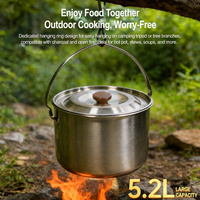 AeroMara Outdoor Camping Kochgeschirr-Set Tragbarer Edelstahl-Topf Pfanne Kessel für Wandern Picknick für 2-3 Personen (Komplett)