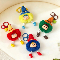 Porte-clés en peluche Kawaii en coton au crochet, 4 couleurs, avec pompon moelleux de dessin animé, breloque de sac, personnage elfe mignon, logo personnalisé