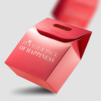 Boîte en papier rouge personnalisée avec poignée découpée pour bonbons sucrés, impression en relief