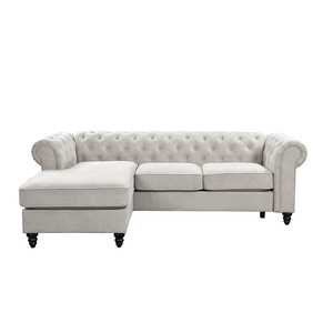 Divano Componibile a L in Tessuto di Lino Beige, Intercambiabile Destra-Sinistra, Produzione Diretta Tianhang - Product Image 4