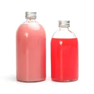 Wholesale 16oz 32oz Round Glass Boston Beverage Bottle Drinking for Kombucha