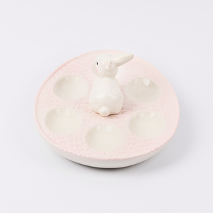 <span class=keywords><strong>Plateau</strong></span> de service d'œufs de pâques en céramique à 6 compartiments pour lapin - Product Image 6