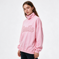 Sudadera de cuello alto para mujer, cálida, deportiva, de invierno, personalizada con bordado, de manga larga, extragrande y gruesa.