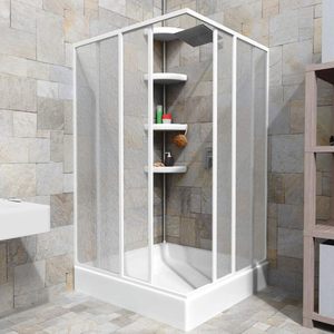 Box Doccia Angolare 80x80 Cm Altezza 185 Cm Porta Scorrevole Centrale Reversibile con Maniglia - Product Image 6